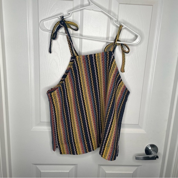 Madewell Texture & Thread Tie-Shoulder Tank Top in Rainbow Crochet Stripes 90s M - Picture 5 of 12